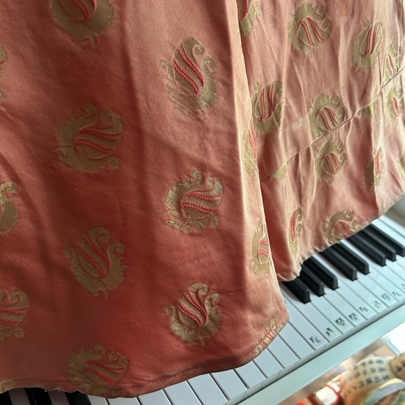 Boho Hippie Peach and Gold Indian Bolywood Women's A-Line Skirt M/L - Picture 15 of 16